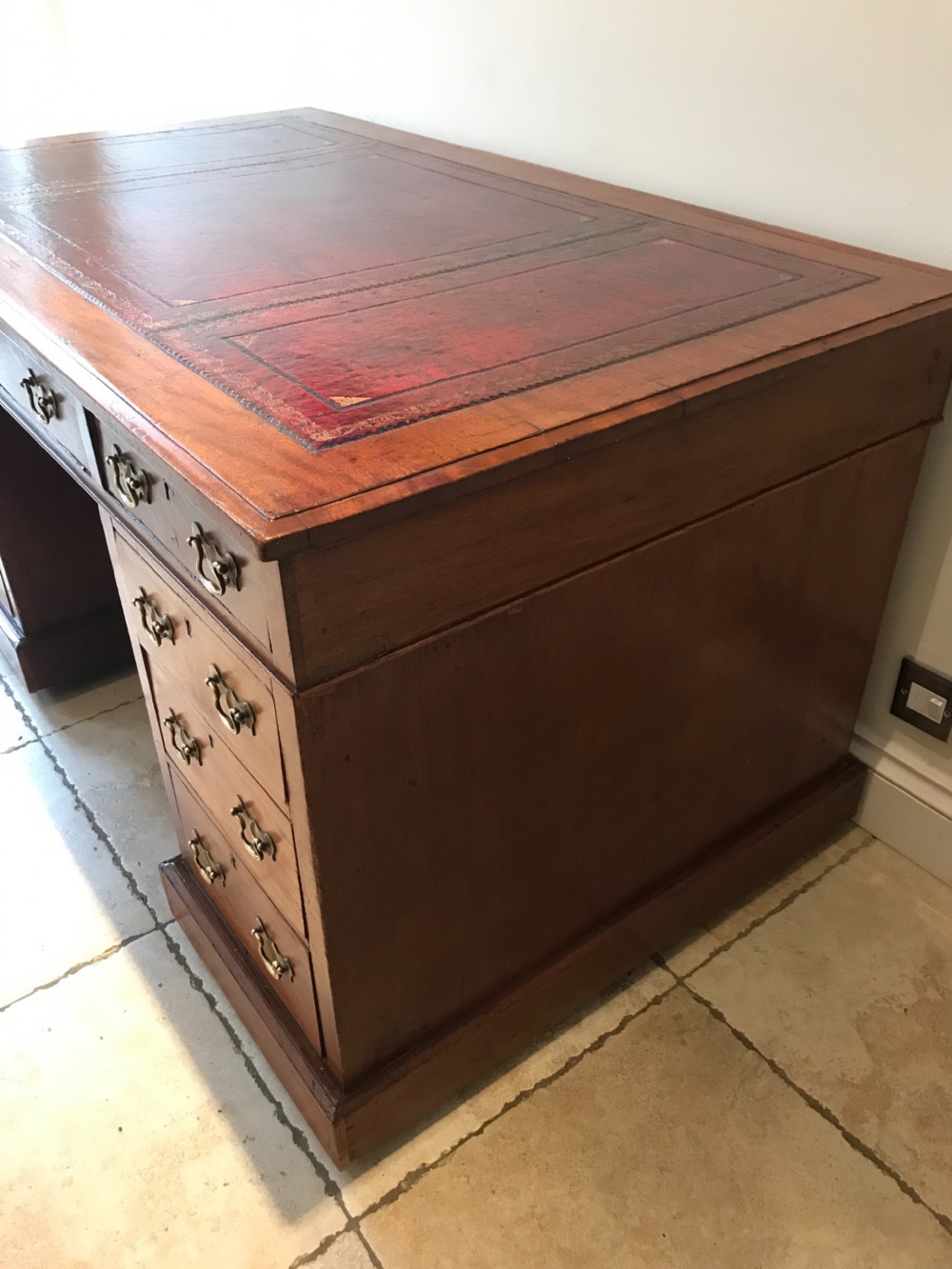An Impressive Large Edwardian Pedestal Writing Desk View VI