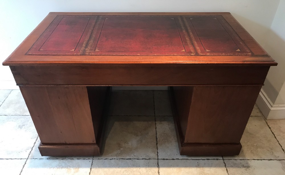 An Impressive Large Edwardian Pedestal Writing Desk View VII