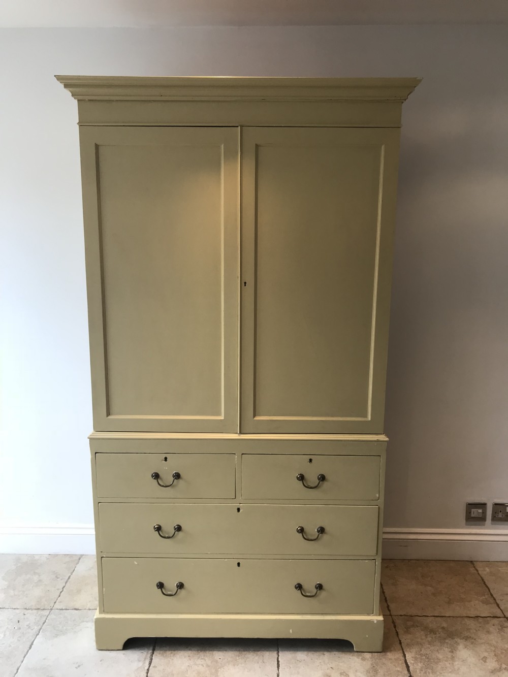A Very Chic Painted Linen Press Wardrobe 