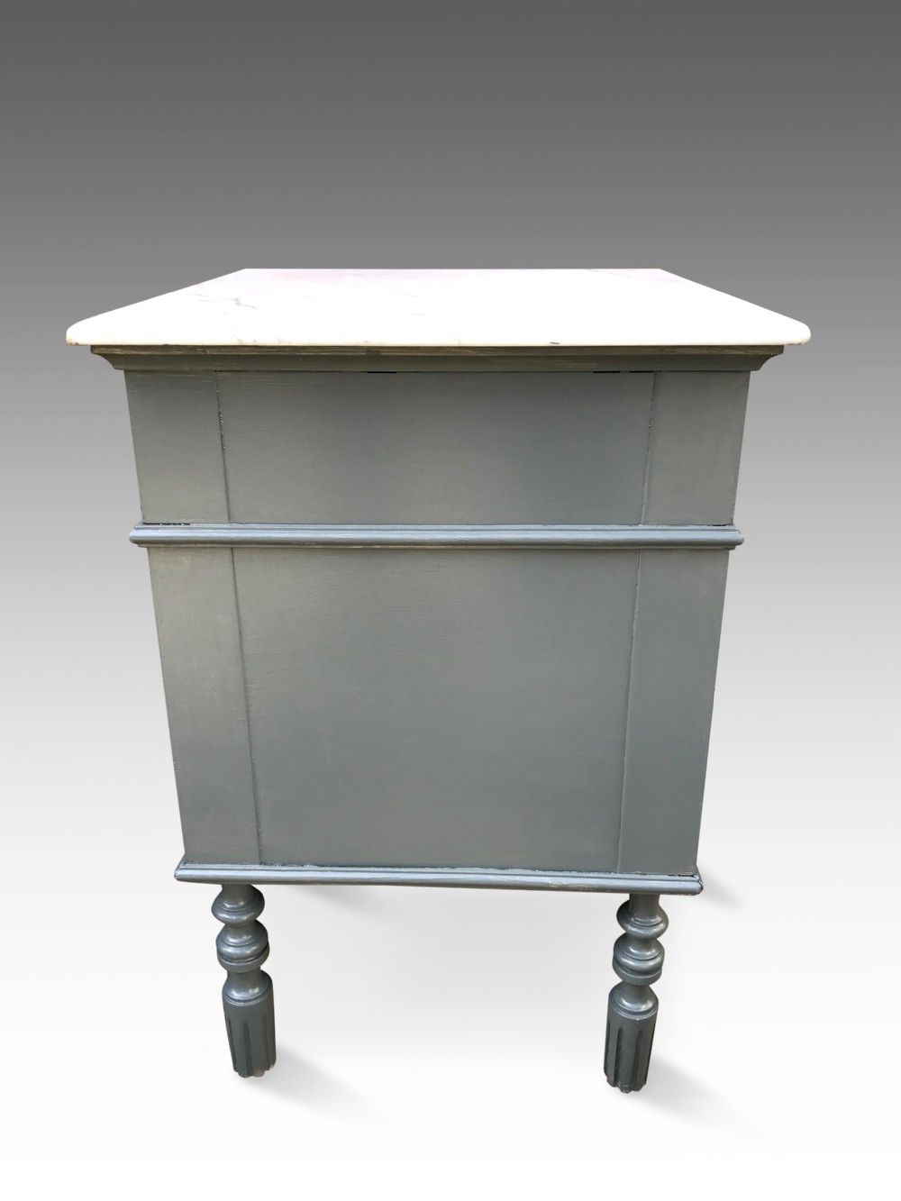 A Pair of Edwardian White Marble Top Bedside Cuboards View V