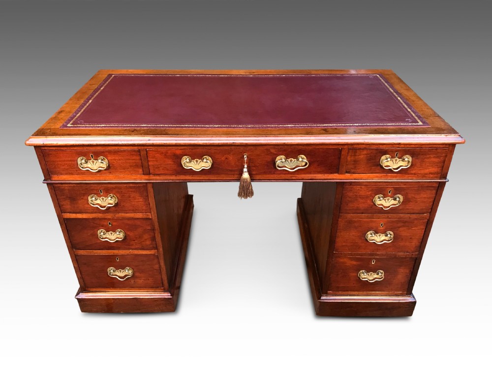 A Victorian Writing Pedestal Desk *New Leather*