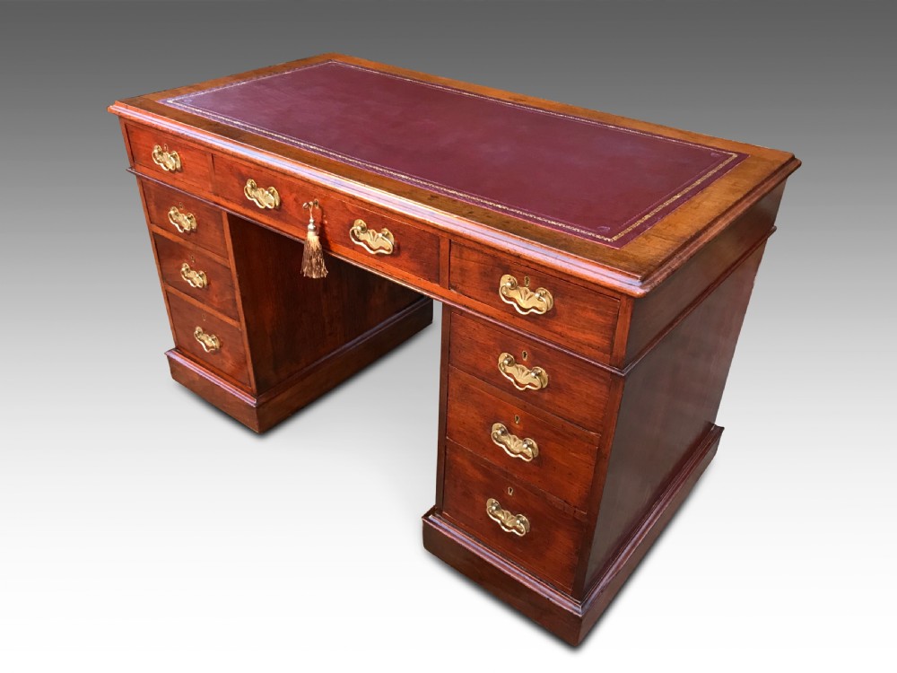 A Victorian Writing Pedestal Desk *New Leather* View III