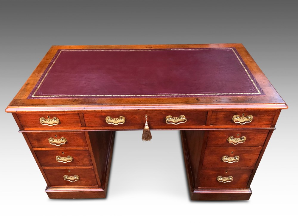A Victorian Writing Pedestal Desk *New Leather* View IV
