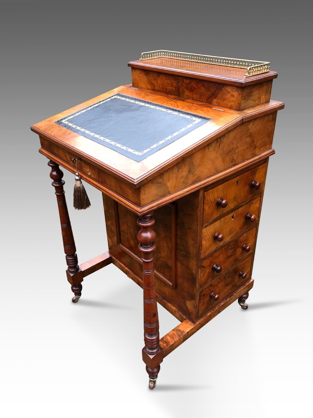 A Figured Walnut Victorian Davenport