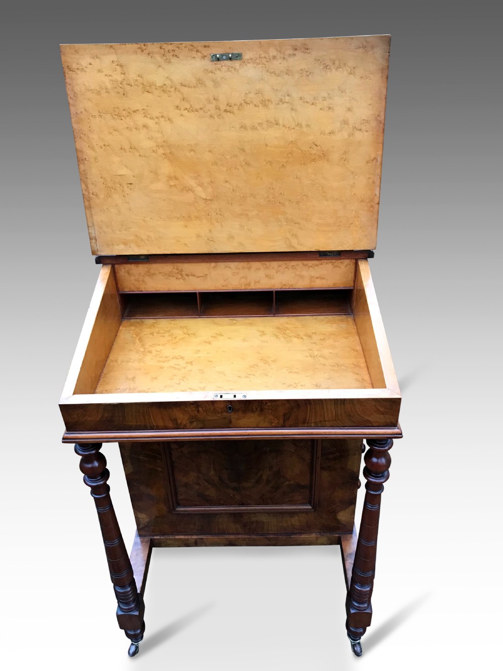 A Figured Walnut Victorian Davenport View II
