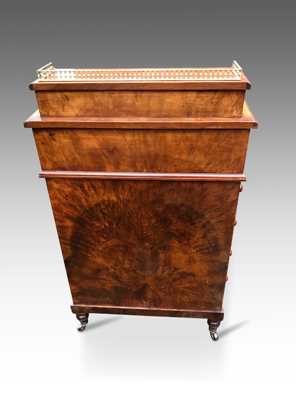 A Figured Walnut Victorian Davenport View III