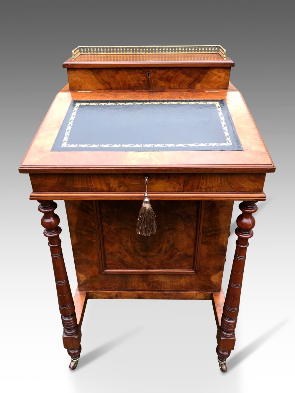 A Figured Walnut Victorian Davenport View V