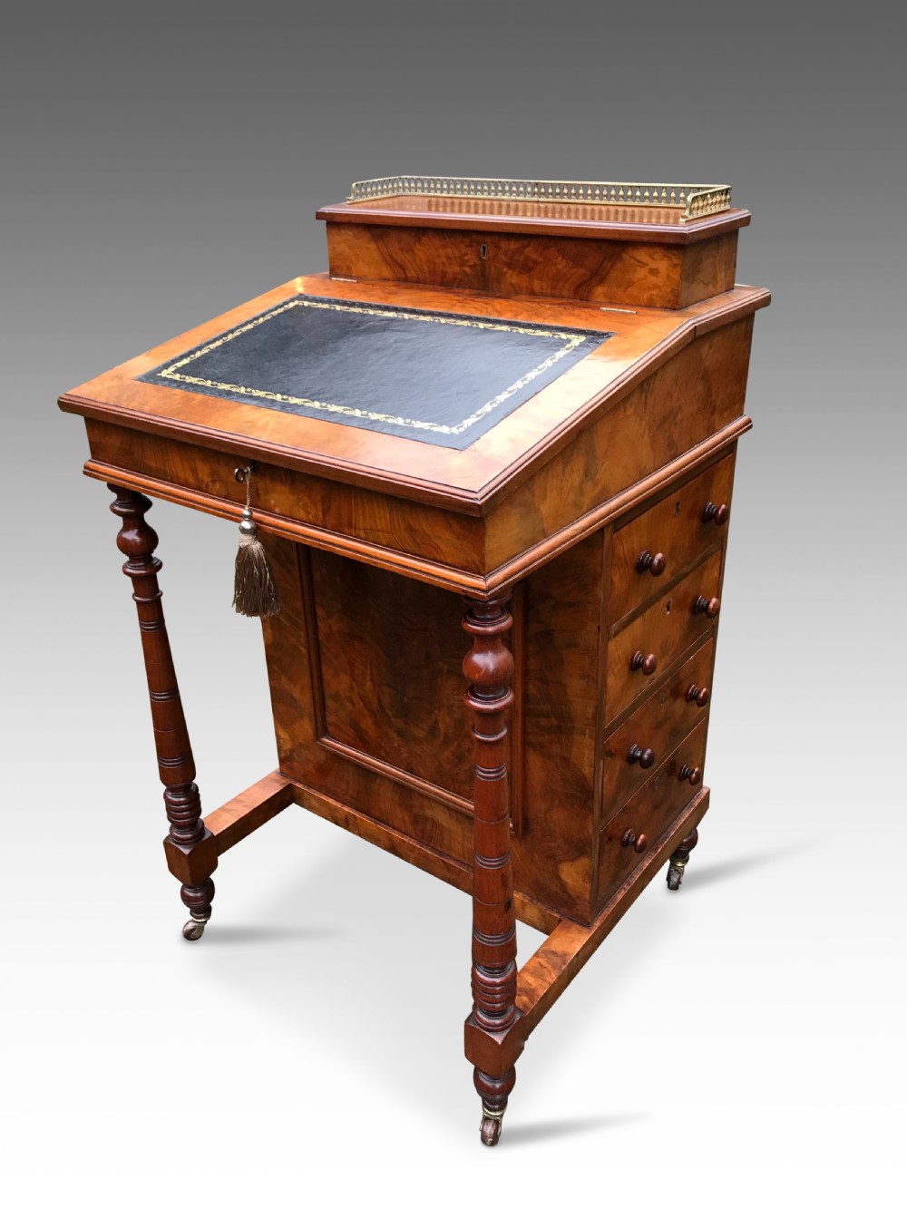 A Figured Walnut Victorian Davenport View VI
