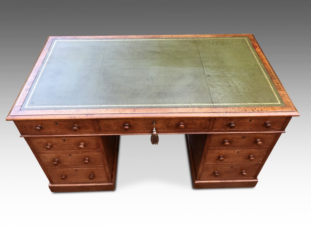 A Handsome Victorian Golden Oak Desk View VIII