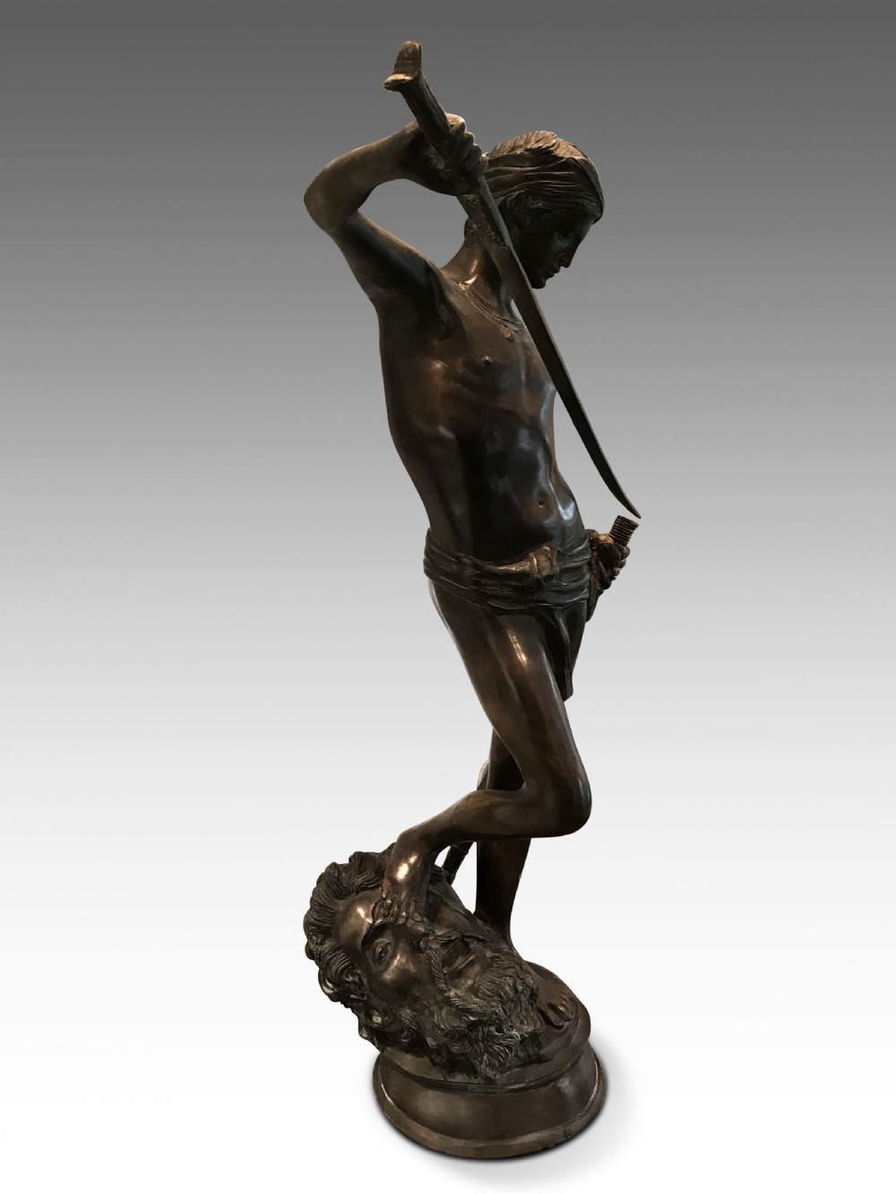 A Large Bronze of David slaying Goliath C1850 View II