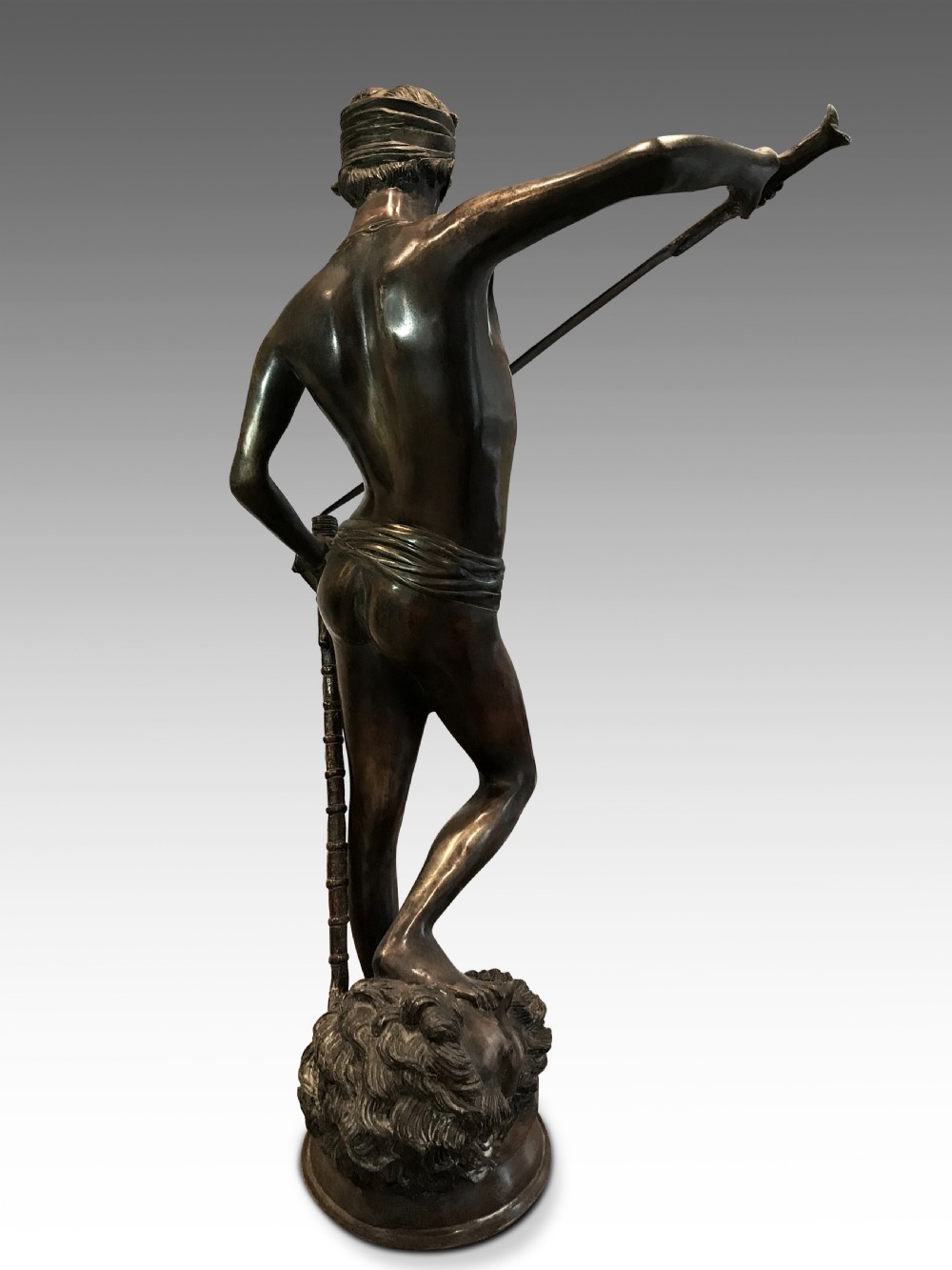 A Large Bronze of David slaying Goliath C1850 View III