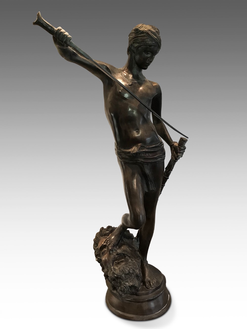 A Large Bronze of David slaying Goliath C1850 View IV