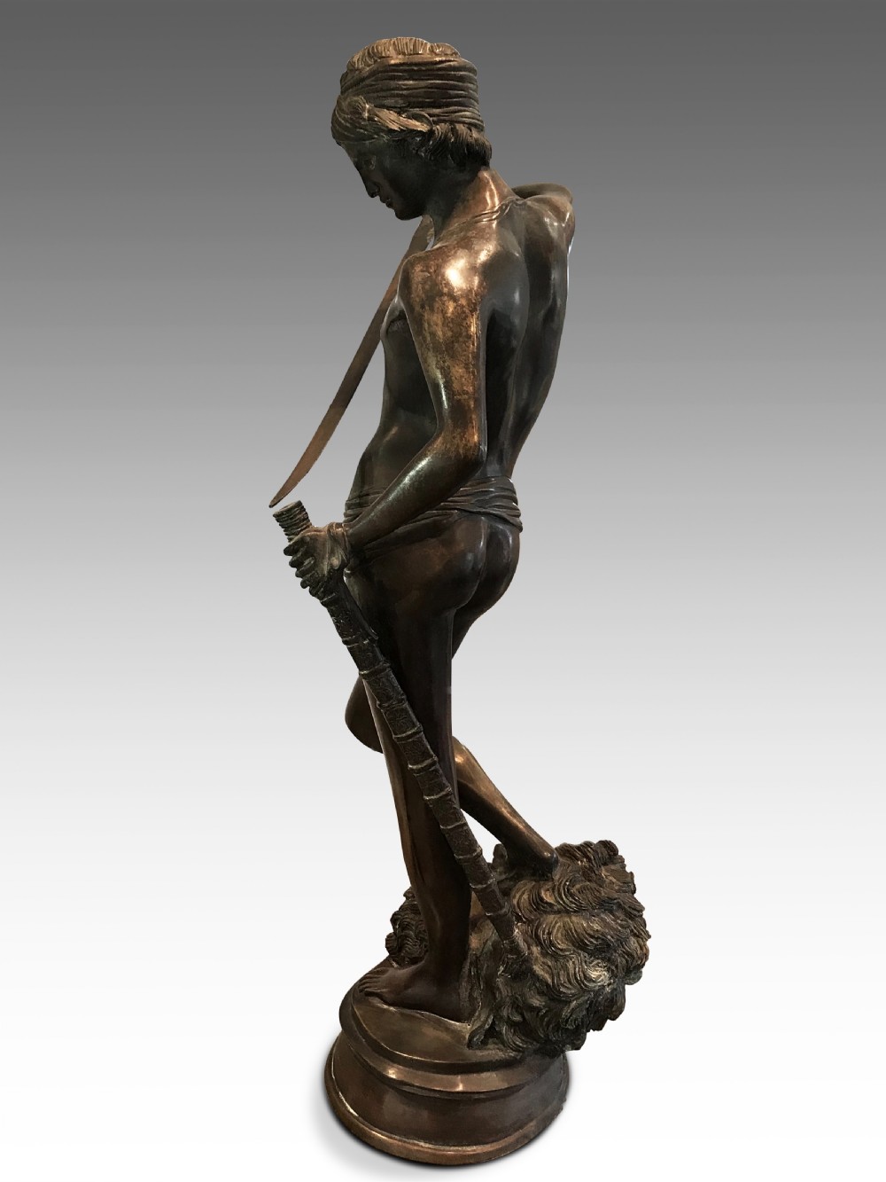 A Large Bronze of David slaying Goliath C1850 View V