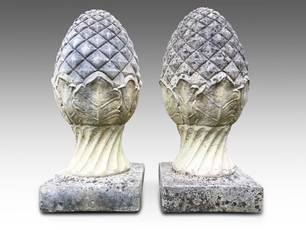 A Pair of Large Pinapple Finials