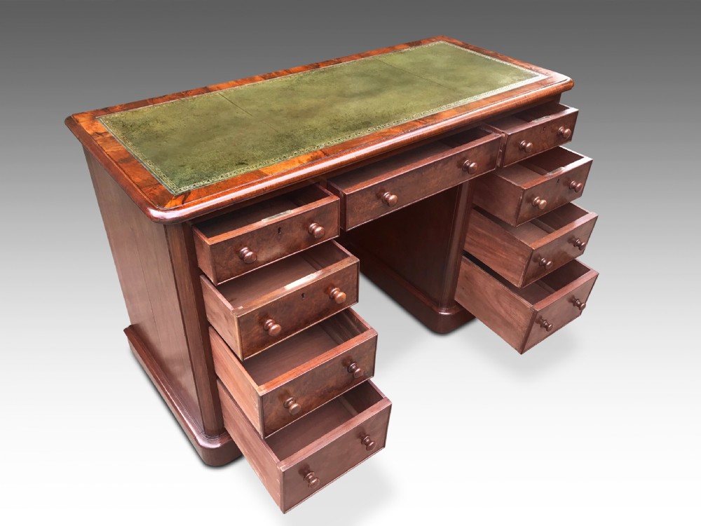 An Attractive Victorian Burr Walnut Desk C1880 View V