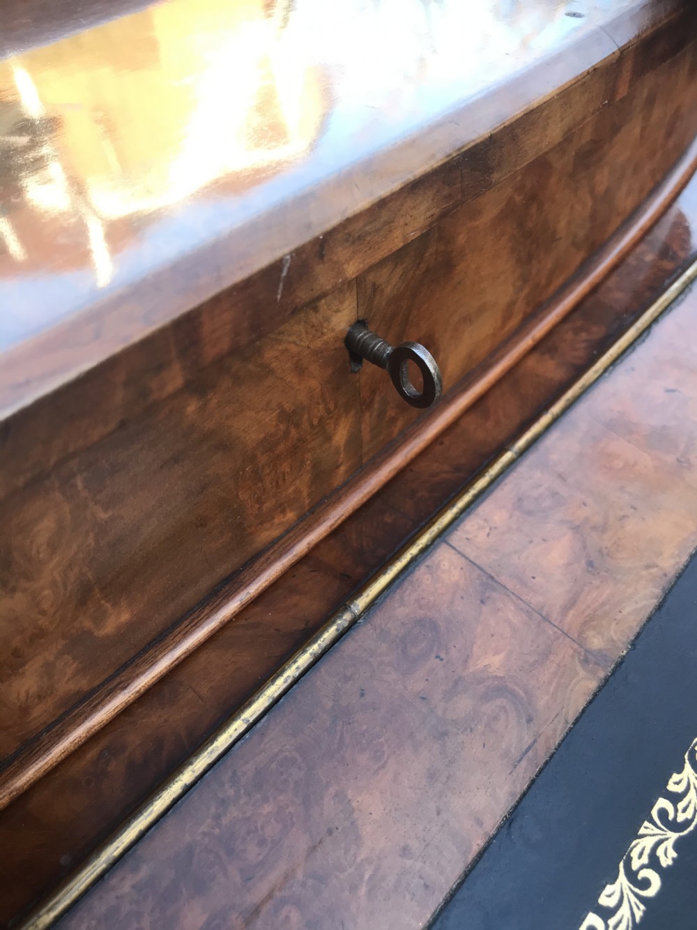 A Gorgeous Victorian  Burr Walnut Davenport  View V