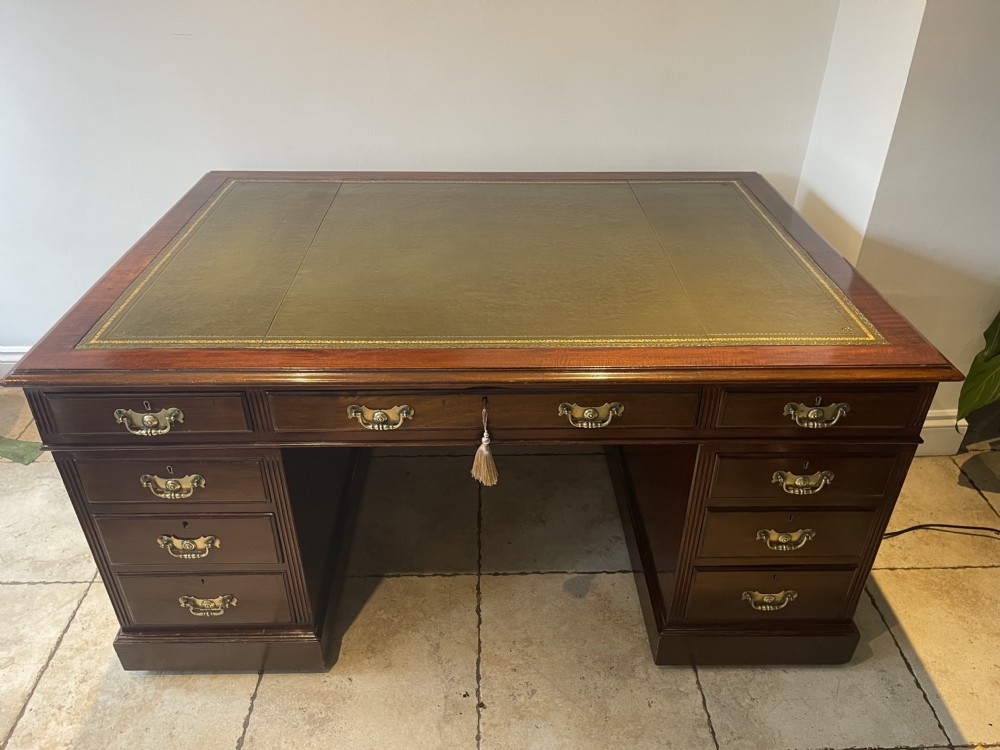 A Superb Edwardian Mahogany Partners Desk View VII