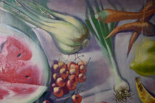 A LARGE PAIR OF NAIVE OIL ON CANVAS PAINTINGS - ADDITIONAL PHOTO 1