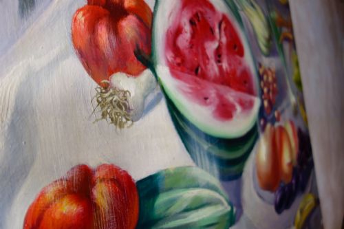 A LARGE PAIR OF NAIVE OIL ON CANVAS PAINTINGS - ADDITIONAL PHOTO 2