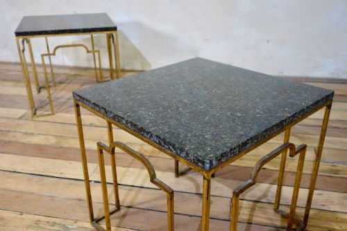 CHARMING PAIR OF 20TH CENTURY ART DECO GILT METAL OCCASIONAL SIDE LOW TABLES - ADDITIONAL PHOTO 3