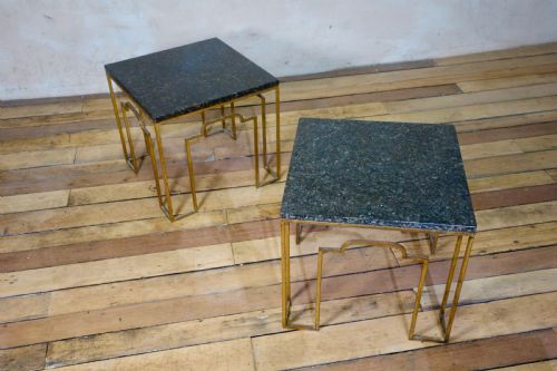 CHARMING PAIR OF 20TH CENTURY ART DECO GILT METAL OCCASIONAL SIDE LOW TABLES - ADDITIONAL PHOTO 9