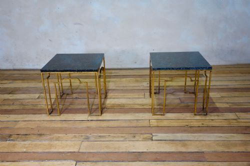 CHARMING PAIR OF 20TH CENTURY ART DECO GILT METAL OCCASIONAL SIDE LOW TABLES - ADDITIONAL PHOTO 11