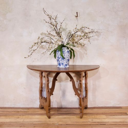 18TH CENTURY ITALIAN DEMI LUNE LYRE LEG CONSOLE TABLE - ADDITIONAL PHOTO 1