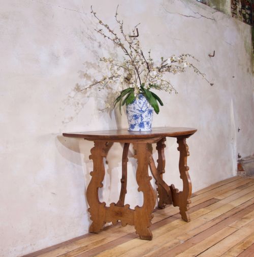 18TH CENTURY ITALIAN DEMI LUNE LYRE LEG CONSOLE TABLE - ADDITIONAL PHOTO 3