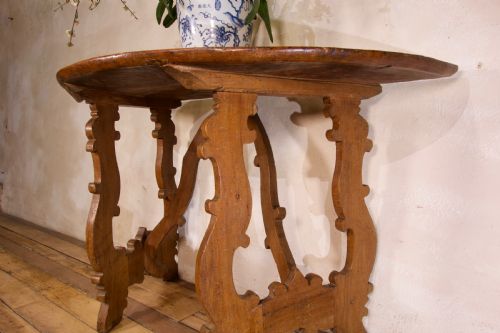 18TH CENTURY ITALIAN DEMI LUNE LYRE LEG CONSOLE TABLE - ADDITIONAL PHOTO 9