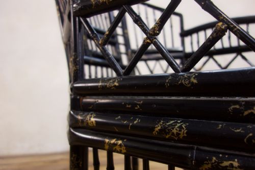 20TH CENTURY EBONISED BRIGHTON PAVILION BAMBOO ARMCHAIRS - ADDITIONAL PHOTO 1
