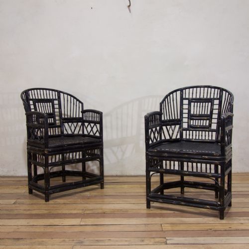 20th century ebonised brighton pavilion bamboo armchairs - CATEGORY: ANTIQUE CHAIRS - DATED 1910