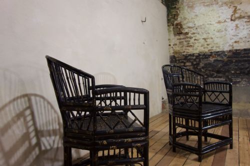 20TH CENTURY EBONISED BRIGHTON PAVILION BAMBOO ARMCHAIRS - ADDITIONAL PHOTO 9