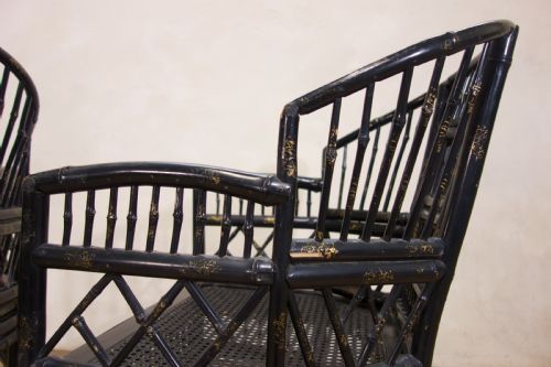 20TH CENTURY EBONISED BRIGHTON PAVILION BAMBOO ARMCHAIRS - ADDITIONAL PHOTO 12