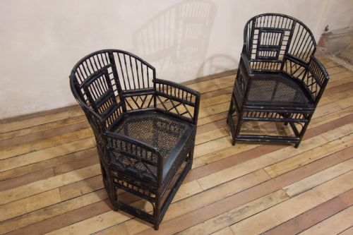 20TH CENTURY EBONISED BRIGHTON PAVILION BAMBOO ARMCHAIRS - ADDITIONAL PHOTO 13