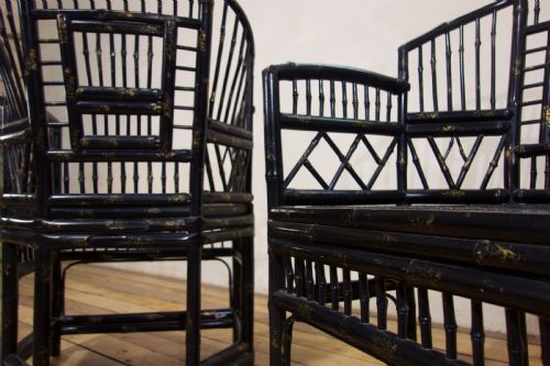 20TH CENTURY EBONISED BRIGHTON PAVILION BAMBOO ARMCHAIRS - ADDITIONAL PHOTO 14