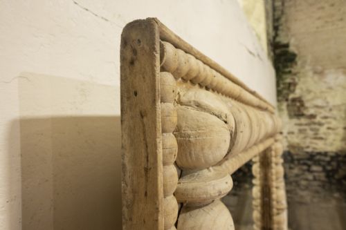 A LARGE SQUARE 19TH CENTURY FRENCH BOBBIN TURNED WALL OVERMANTEL MIRROR - ADDITIONAL PHOTO 3