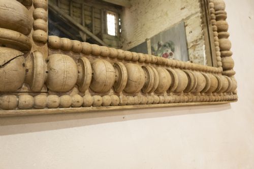 A LARGE SQUARE 19TH CENTURY FRENCH BOBBIN TURNED WALL OVERMANTEL MIRROR - ADDITIONAL PHOTO 8