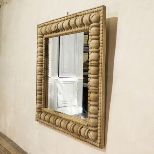 A LARGE SQUARE 19TH CENTURY FRENCH BOBBIN TURNED WALL OVERMANTEL MIRROR - ADDITIONAL PHOTO 10