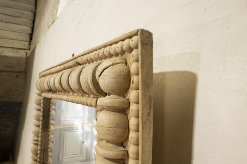 A LARGE SQUARE 19TH CENTURY FRENCH BOBBIN TURNED WALL OVERMANTEL MIRROR - ADDITIONAL PHOTO 11