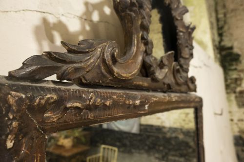 LARGE 18TH CENTURY ITALIAN PAINTED ROCOCO OVERMANTEL WALL MIRROR - ADDITIONAL PHOTO 3