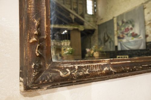 LARGE 18TH CENTURY ITALIAN PAINTED ROCOCO OVERMANTEL WALL MIRROR - ADDITIONAL PHOTO 4