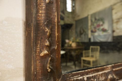 LARGE 18TH CENTURY ITALIAN PAINTED ROCOCO OVERMANTEL WALL MIRROR - ADDITIONAL PHOTO 7