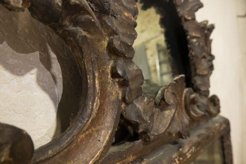LARGE 18TH CENTURY ITALIAN PAINTED ROCOCO OVERMANTEL WALL MIRROR - ADDITIONAL PHOTO 8