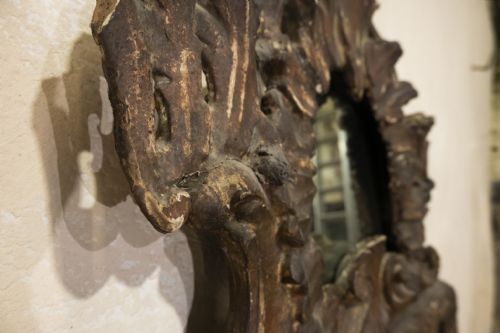 LARGE 18TH CENTURY ITALIAN PAINTED ROCOCO OVERMANTEL WALL MIRROR - ADDITIONAL PHOTO 10