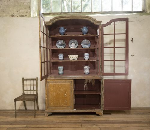 18TH CENTURY DUTCH DRY SCRAPED GLAZED VITRINE CABINET - ADDITIONAL PHOTO 14