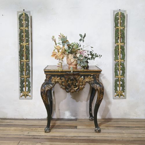 A 19TH CENTURY ITALIAN PIERCED BOISERIE ARCHITECTURAL DECORATIVE WALL PANELS PAINTED - ADDITIONAL PHOTO 1