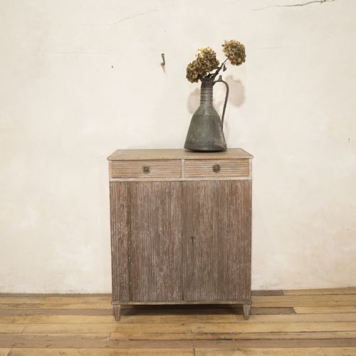 a late 18th century swedish dry scraped painted cabinet reeded door buffet side board cupboard - CATEGORY: ANTIQUE CUPBOARDS - DATED 18TH CENTURY