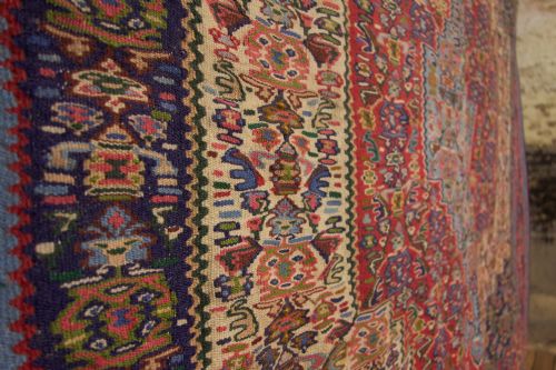 LARGE MID 20TH CENTURY PERSIAN SENNEH FLAT WEAVE KILIM RUG - ADDITIONAL PHOTO 2