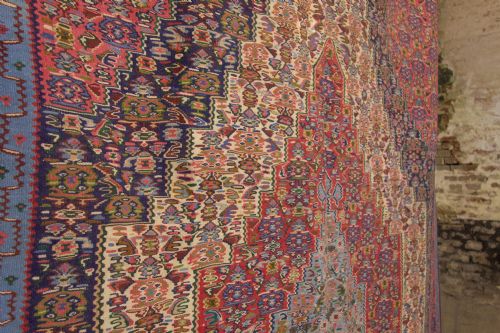 LARGE MID 20TH CENTURY PERSIAN SENNEH FLAT WEAVE KILIM RUG - ADDITIONAL PHOTO 7