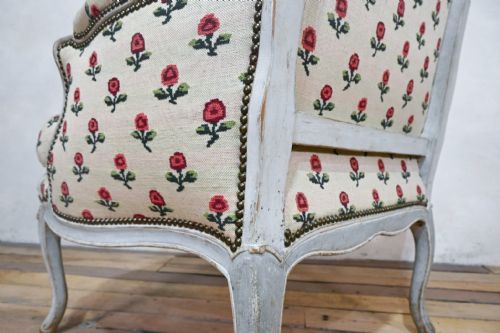 LOUIS XV GREY PAINTED ARMCHAIR JEAN BAPTISTE LEBAS - ADDITIONAL PHOTO 10